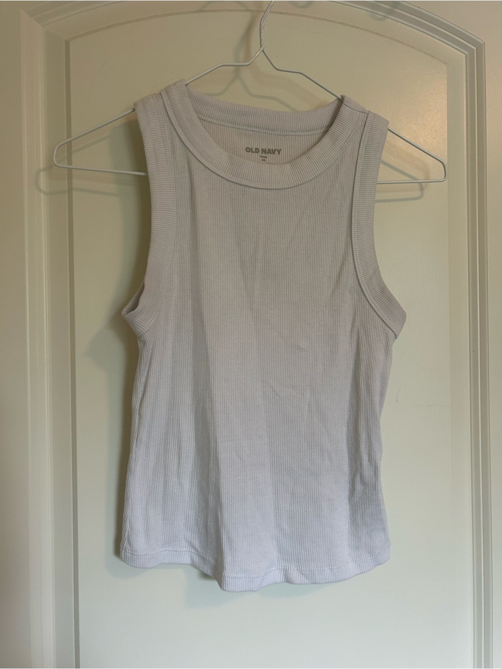 Old Navy White Ribbed Crewneck Tank